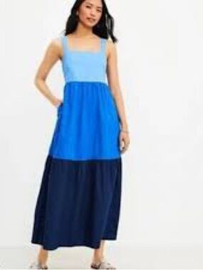 Loft, color blocking sundress. Blue, size Small
